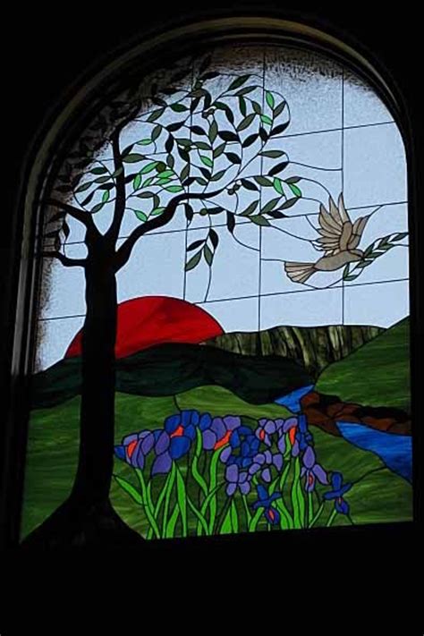 stained glass craftsmen stained glass olive tree and dove arch window
