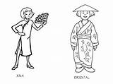 Chinese Coloring Costume Pages Colouring Clothes Education Around Traditional Clothing Sheet Kids Adult sketch template