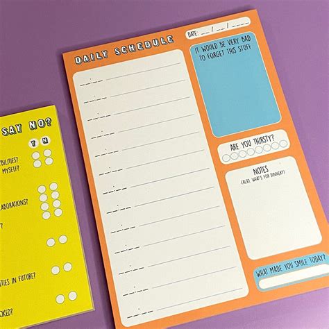 daily planner hourly daily schedule stationery notepad etsy