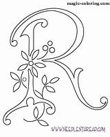 Coloring Pages Monograms Flowered Alphabet Magic sketch template