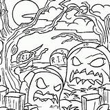 Coloring Halloween Graveyard Pages Cemetery Haunted Printable Print Blogthis Email Twitter Colored Popular sketch template