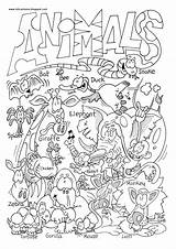 Animals Wild Coloring Pages Animal Worksheets Kids Printable African Print Esl sketch template