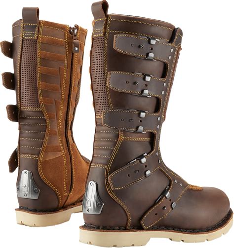 icon brown elsinore hp mens leather motorcycle riding street racing boots jts cycles