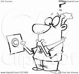 Pondering Cartoon Outlined Copyright Illustration Man Over Clipart Royalty Toonaday Vector sketch template