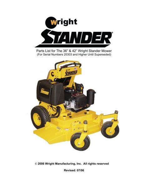 parts list     wright stander mower