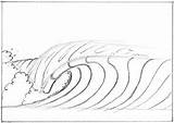 Wave Draw Drawing Waves Step Cartoon Graphic Sketches Ocean Surf sketch template