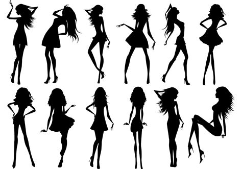 silhouette of beautiful girls download free vector art