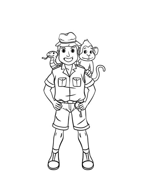 zookeeper isolated coloring page  kids  vector art  vecteezy