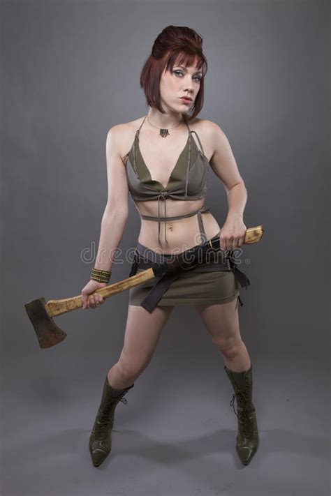 post apocalyptic female holding a axe stock image image of glamour