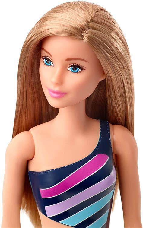 buy barbie beach doll blonde w stripes ghw41