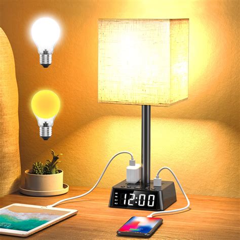 table lamp bedside lamps   usb ports   power outlets alarm clock base  ft