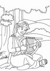 Arpa Harpa Harp Saul Tocando Printable Jonathan Kids Craft Samson Anoints Davids sketch template