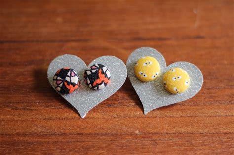 fabric covered button earrings the crafted life