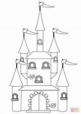 Castle Coloring Printable Pages Template Fantasy Supercoloring sketch template