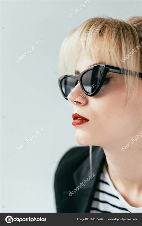 pics sunglasses elegant blonde girl sunglasses red lips isolated