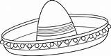 Sombrero Mexican Line Clip Coloring Outline Pages Mexico Sweetclipart Kids Print sketch template