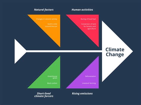 colorful climate change fishbone diagram agriculture