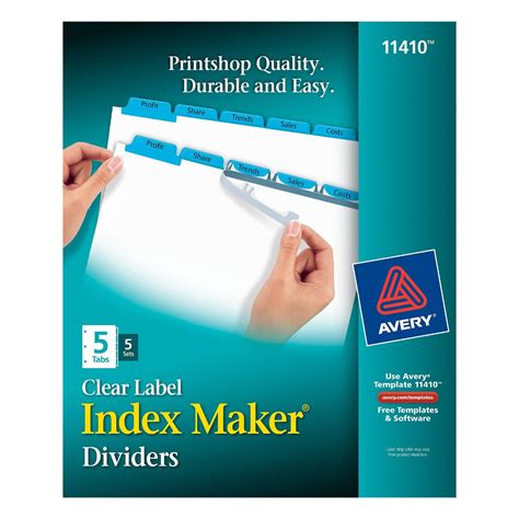 avery index maker clear label dividers easy apply label strip  tab blue