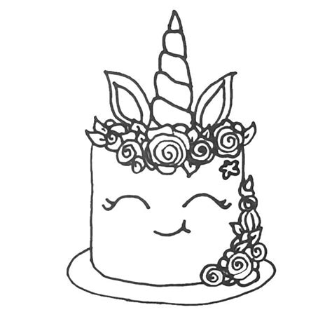 unicorn cake coloring pages  adults  printable coloring pages