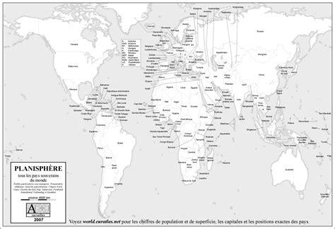 carte du monde avec pays noir  blanc lamichaurecom