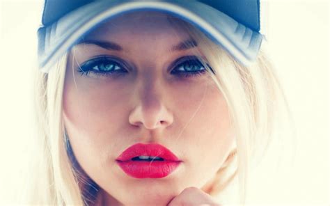 Wallpaper Face Women Model Blonde Glasses Closeup Blue Mouth