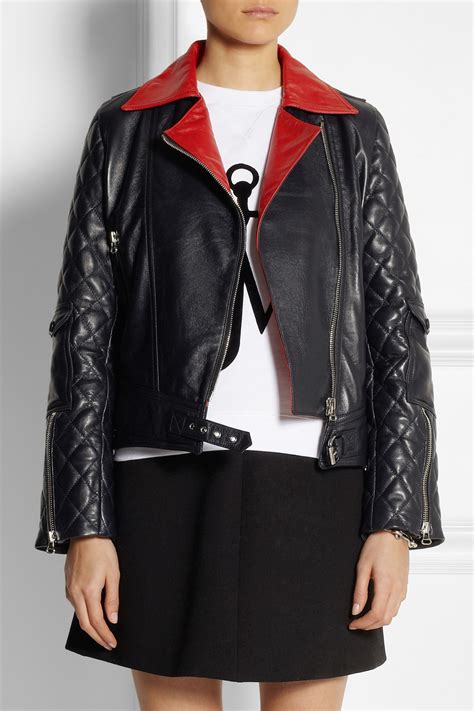 Jw Anderson Quilted Leather Biker Jacket In Blue Red Lyst