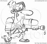 Water Cartoon Clipart Gun Playful Armed Man Soaker Illustration Vector Lineart Royalty Toonaday Outline Ron Leishman Getdrawings Drawing Regarding Notes sketch template