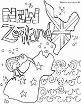 Zealand Coloring Pages Doodle Alley Nz National Maori Flag Park Yellowstone Colouring Kids Country Waitangi Kiwiana Meditation Printable Color Map sketch template