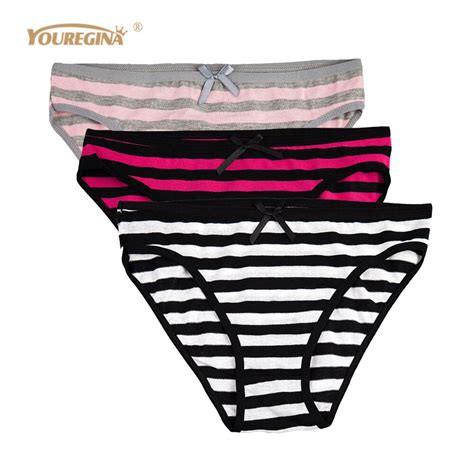 youregina sexy striped woman underwear cotton seamless panties briefs