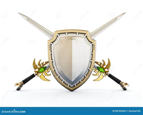 crossed swords  shield royalty  stock photo cartoondealercom
