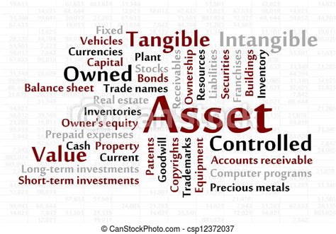 Asset Word Cloud With Data Sheet Background Canstock