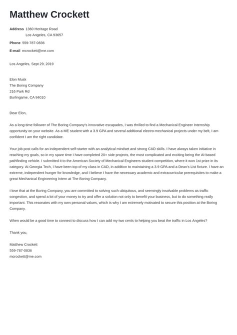 mechanical engineer cover letter examples templates