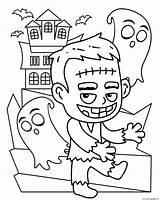 Coloring Halloween Pages Frankenstein Kids Cute Kid Printable Print Book Scary Thanksgiving Monster Disney sketch template