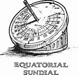 Sundial Vector Illustrations Drawn Illustration Hand Clip Equatorial Engraved Vintage Style Stock sketch template