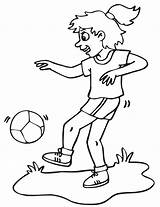 Soccer Kicking Ball Girl Clipart Pages Coloring Library Colouring sketch template