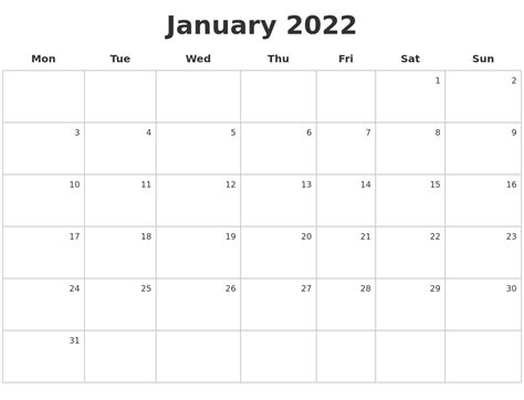 january    calendar