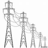 Power Tower Line Vector Drawing Voltage Pole Transmission Utility Electric Pylons Background High Clipart Plant Illustration Poles Powerhouse Thermal Clip sketch template