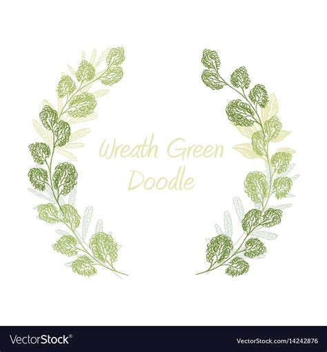 green scribble leaf wreath card template vector image