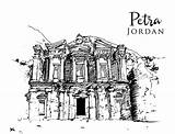 Petra Jordanien Jordan Jordania Skizzenillustration Zeichnende Ilustrativo Vectores Remains Ancient Clk Tradedoubler sketch template