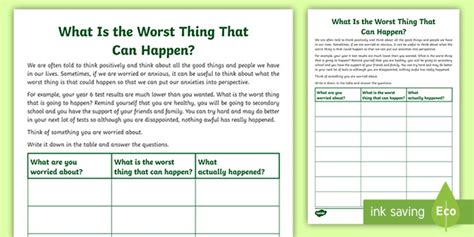 catastrophic thinking worksheet inclusion twinkl