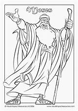 Coloring Pages Moses Bible Sheets Stick Kids Staff His School Color Commandments People Hand Printable Sunday Holding Line Ten Clipart sketch template