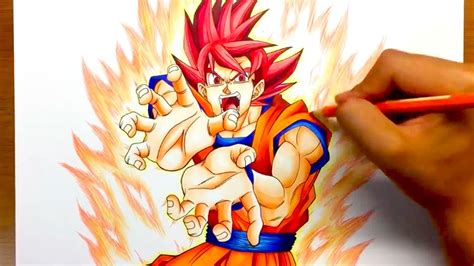 Como Desenhar O Goku Super Sayajin Deus De Dragon Ball Youtube