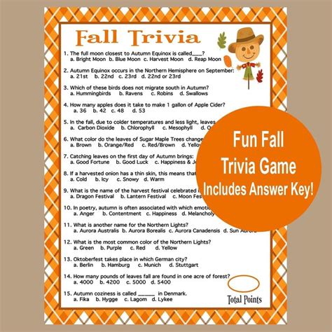 fall trivia game printable autumn game fall time activities