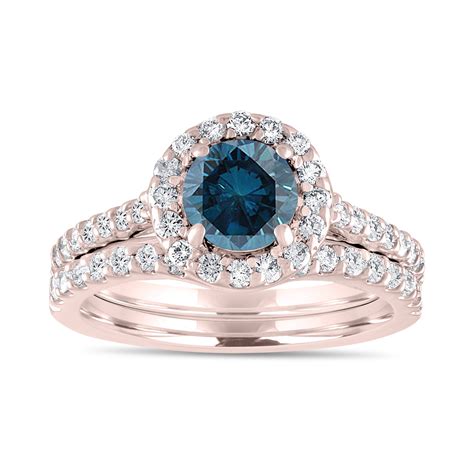carat fancy blue diamond engagement ring set bridal wedding rings