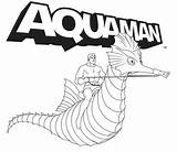 Aquaman Coloring Pages Seahorse Wonder Cartoon Movie sketch template