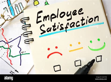 sign employee satisfaction   page  notebook stock photo alamy