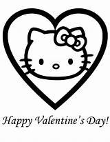 Coloring Pages Valentines Happy Kitty Hello Heart Kids sketch template