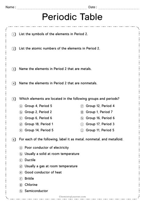 periodic table  elements worksheet worksheet    porn