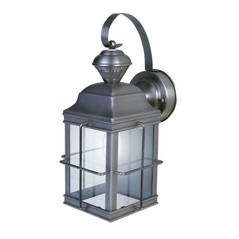 shop heath zenith     brushed nickel motion activated outdoor wall light energy star