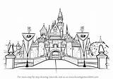 Castle Disneyland Draw Drawing Step Castles Disney Drawings Easy Drawingtutorials101 Learn Architecture Painting sketch template